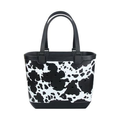 *PREORDER* Cow Print Rubber Tote Bag - Small