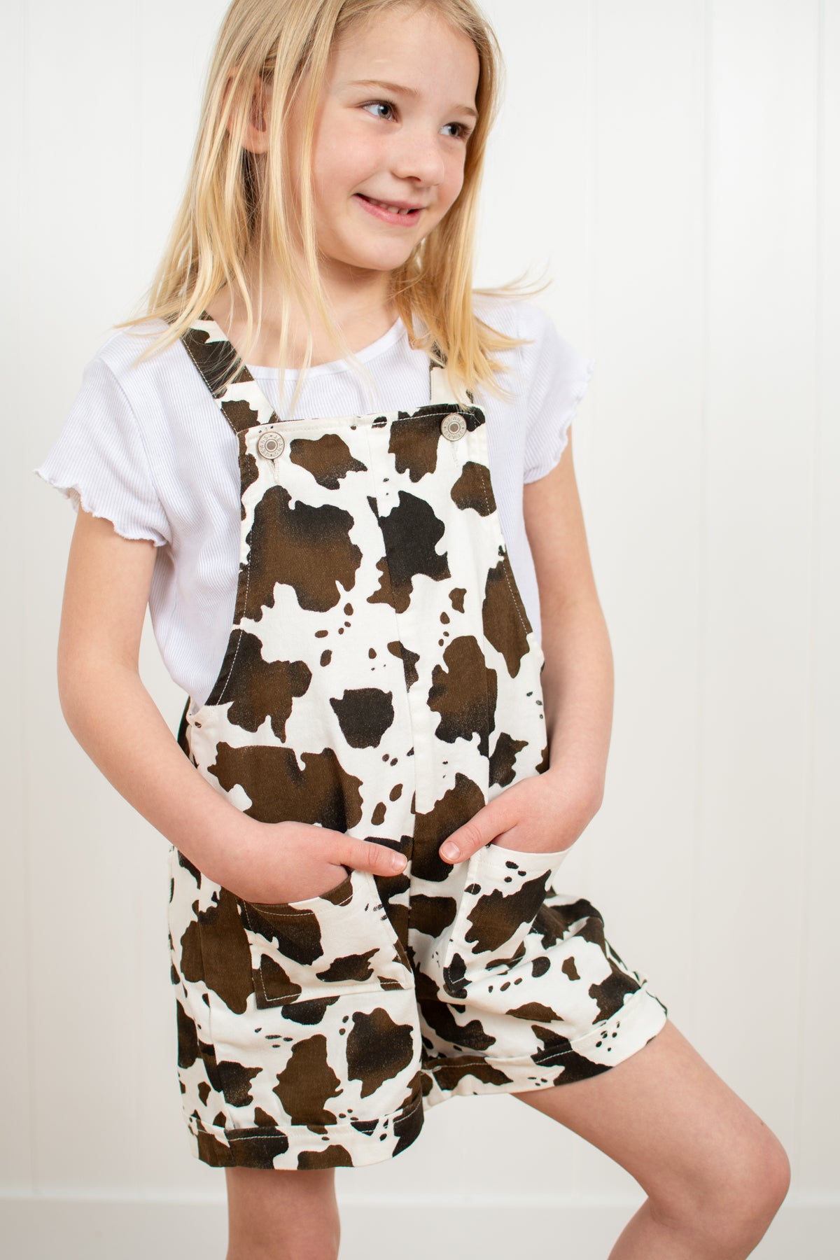Cow Printed Denim Baby/Youth Overalls
