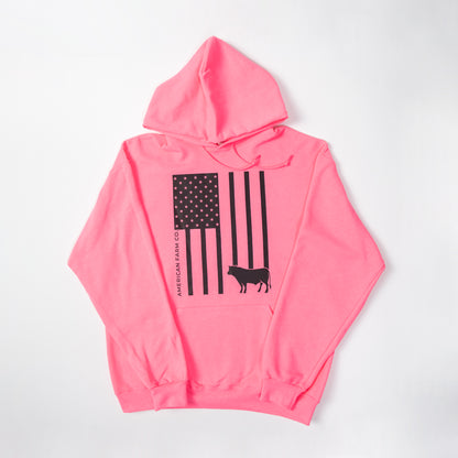 Cow Flag Neon Pink Hoodie