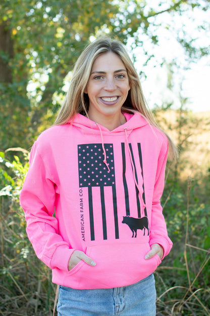 Cow Flag Neon Pink Hoodie