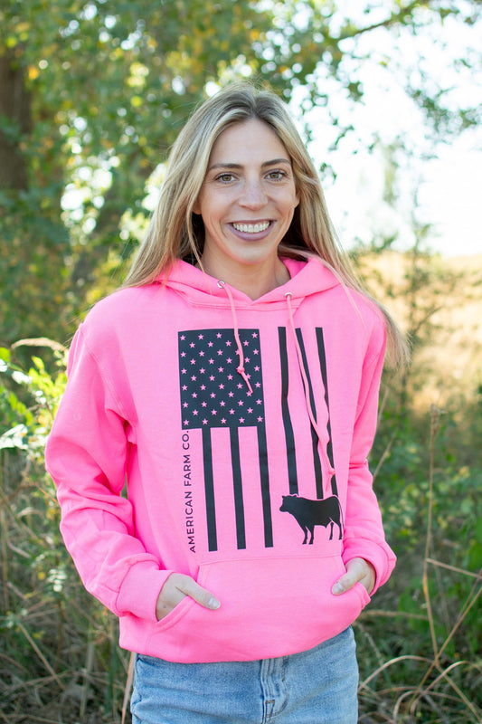Cow Flag Neon Pink Hoodie