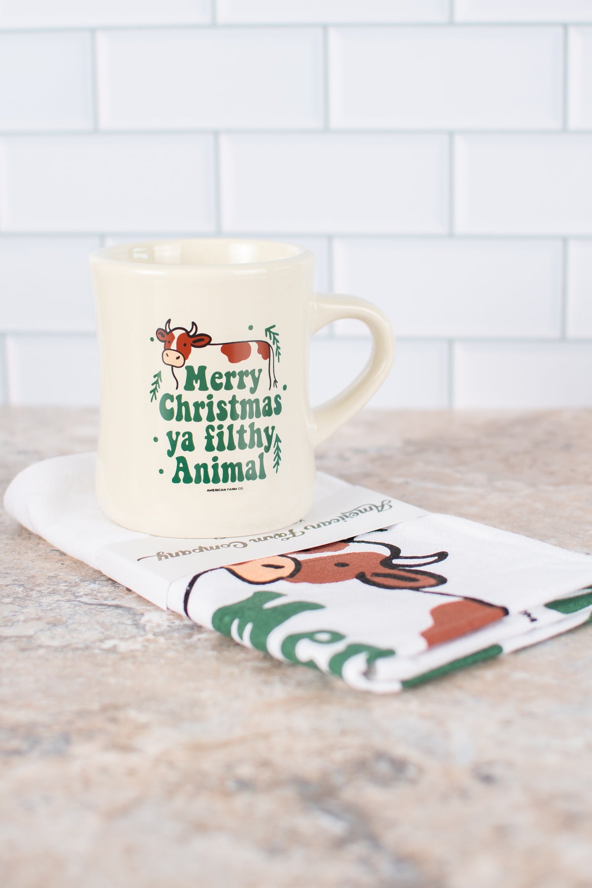 Cow 'Merry Christmas Ya Filthy Animal' Ceramic Mug