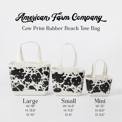 *PREORDER* Cow Print Rubber Tote Bag - Small