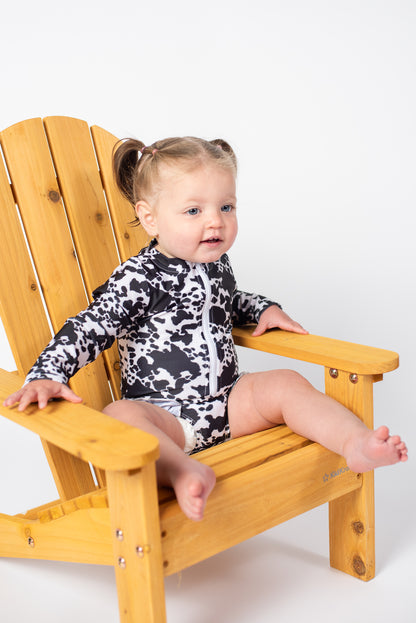 Cow Print Baby Longsleeve Swimsuit