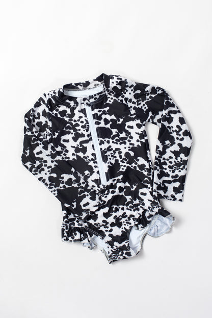 Cow Print Baby Longsleeve Swimsuit