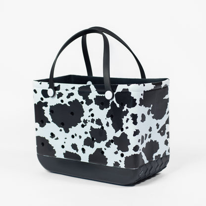 Cow Print Rubber Beach Tote Bag