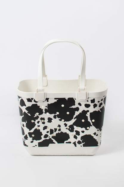 *PREORDER* Cow Print Rubber Tote Bag - Large