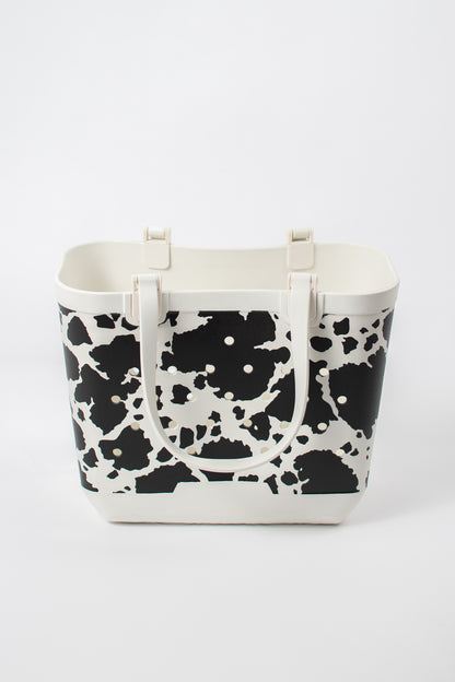 *PREORDER* Cow Print Rubber Tote Bag - Large