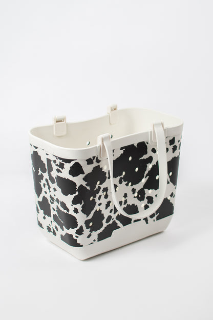 *PREORDER* Cow Print Rubber Tote Bag - Large