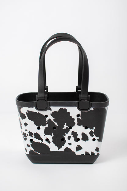 *PREORDER* Cow Print Rubber Beach Tote - Mini