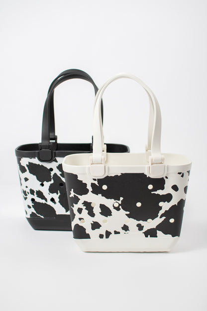 *PREORDER* Cow Print Rubber Beach Tote - Mini