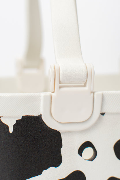 *PREORDER* Cow Print Rubber Beach Tote - Mini