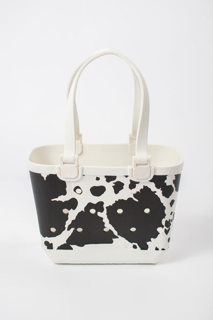 *PREORDER* Cow Print Rubber Beach Tote - Mini