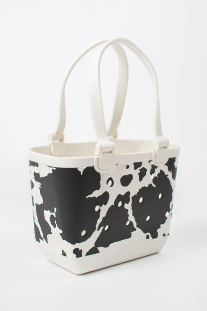 *PREORDER* Cow Print Rubber Beach Tote - Mini