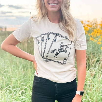 Cowboy Playing Cards Tan Tee