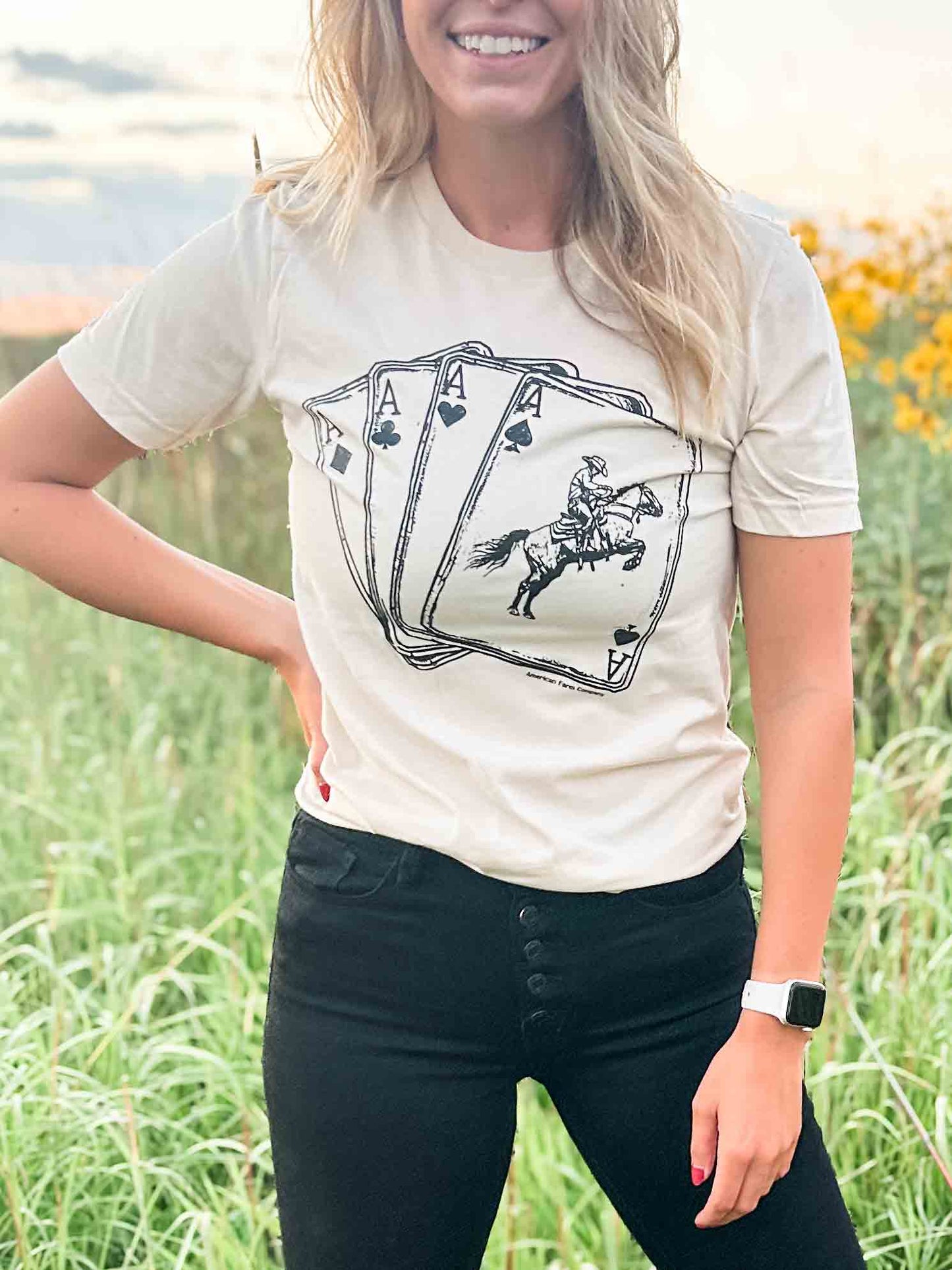 Cowboy Playing Cards Tan Tee