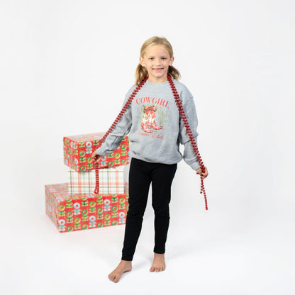 Cowgirl Christmas Club Youth Grey Crewneck - American Farm Company