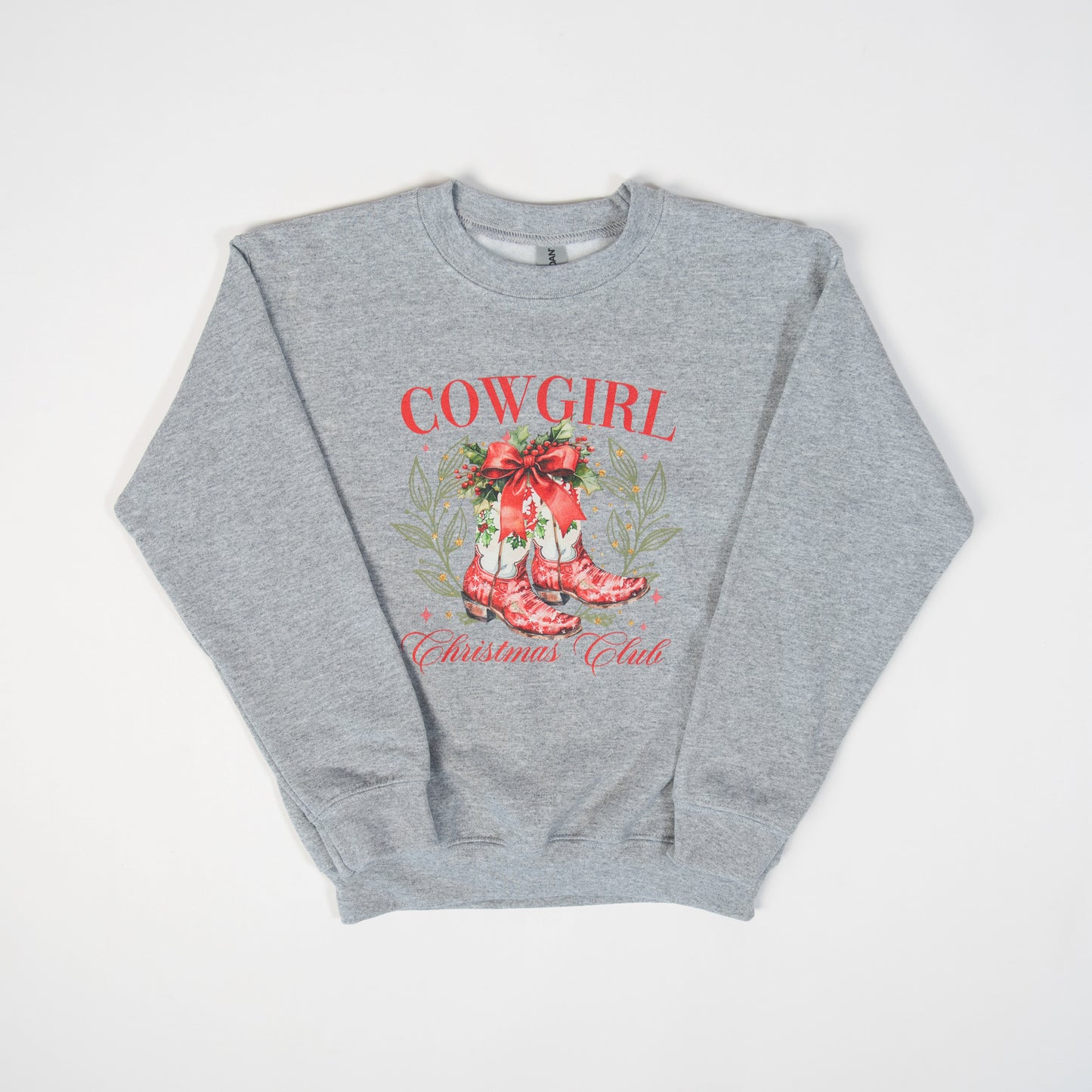 Cowgirl Christmas Club Youth Grey Crewneck - American Farm Company