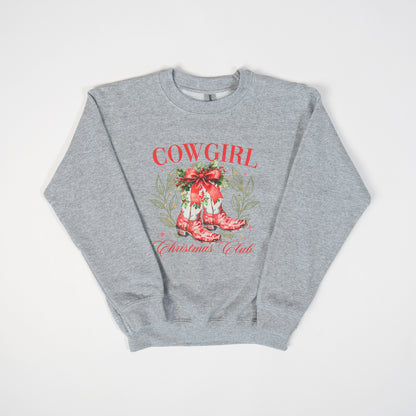 Cowgirl Christmas Club Youth Grey Crewneck - American Farm Company