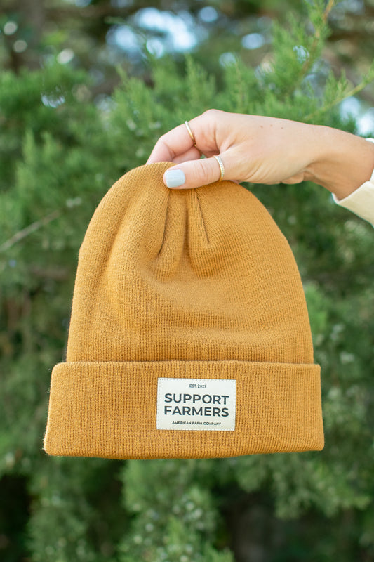 Coyote Brown ‘Support Farmers’ Beanie