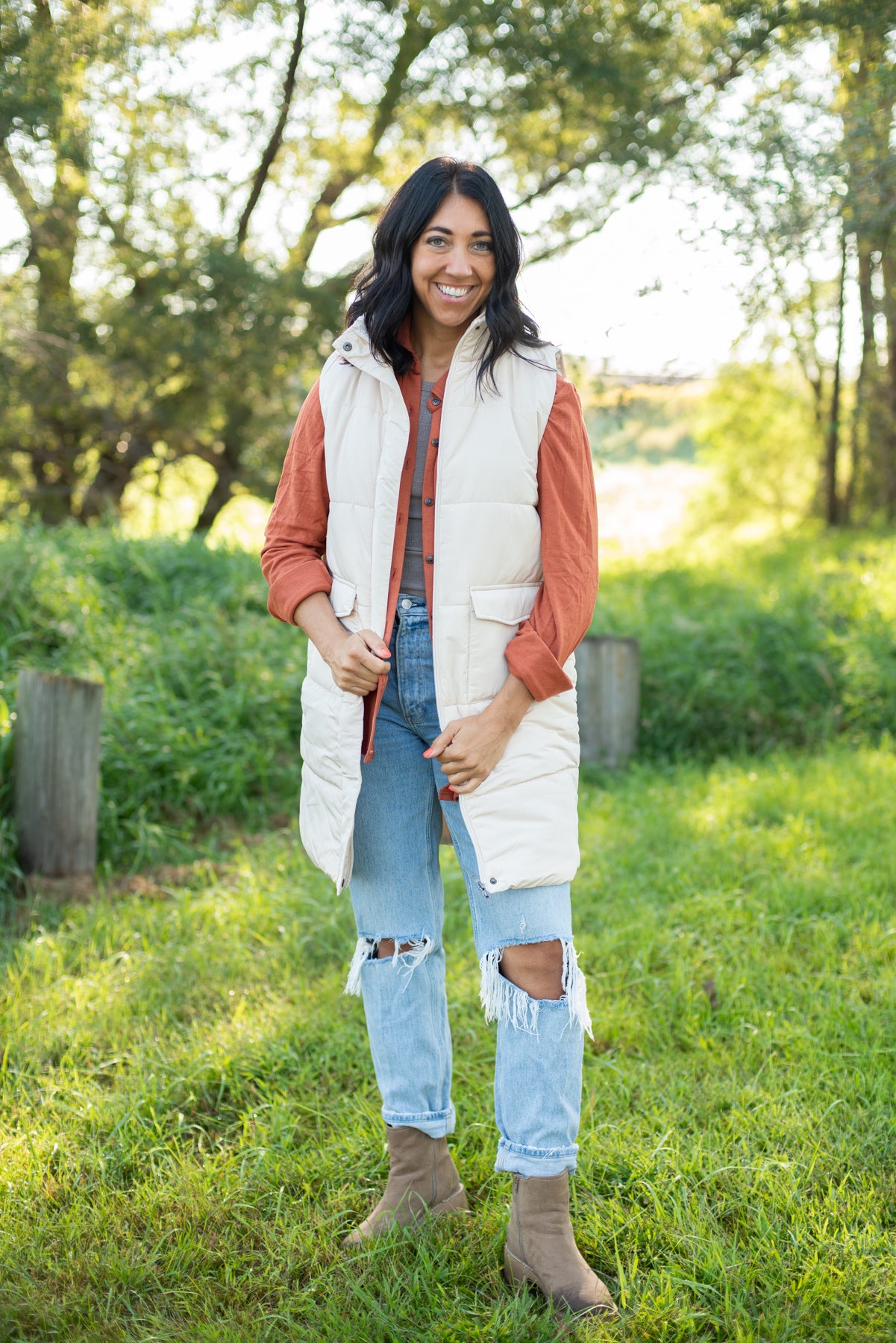 Cream Long Vest