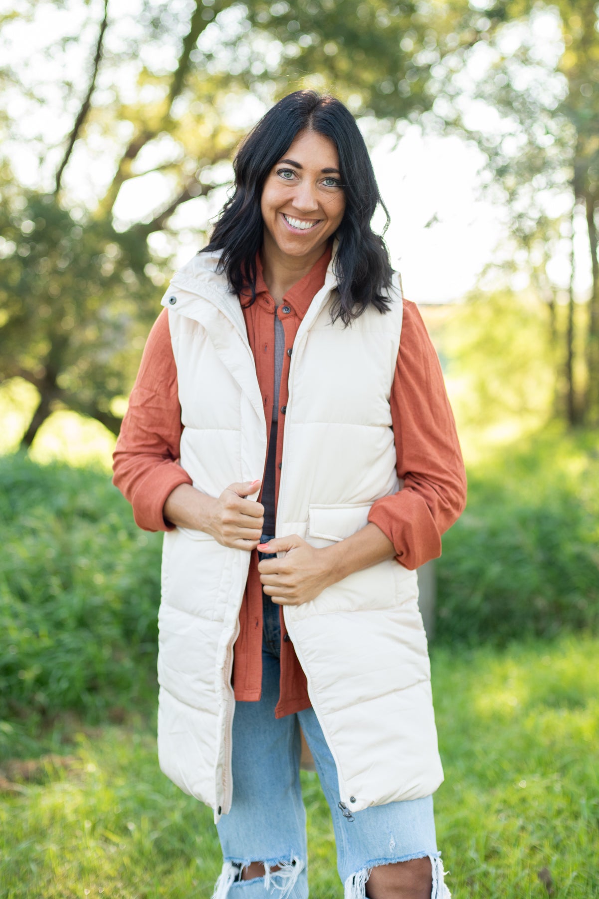 Cream Long Vest