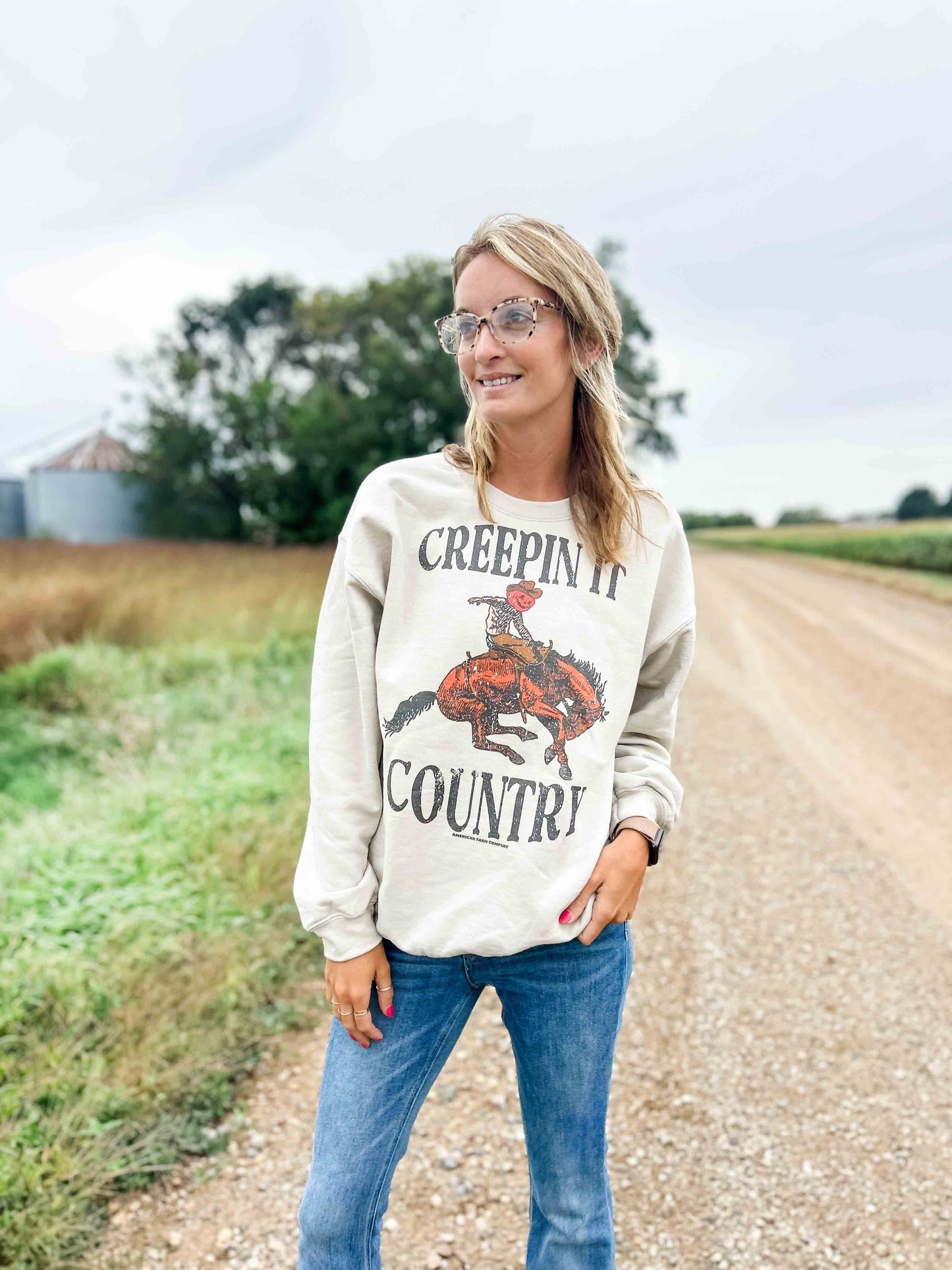 Creepin’ It Country Tan Crewneck - American Farm Company