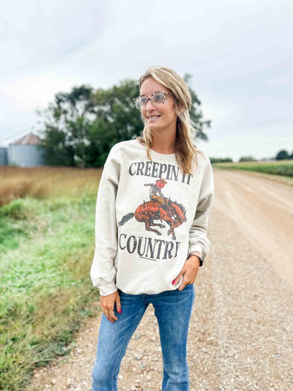 Creepin’ It Country Tan Crewneck - American Farm Company