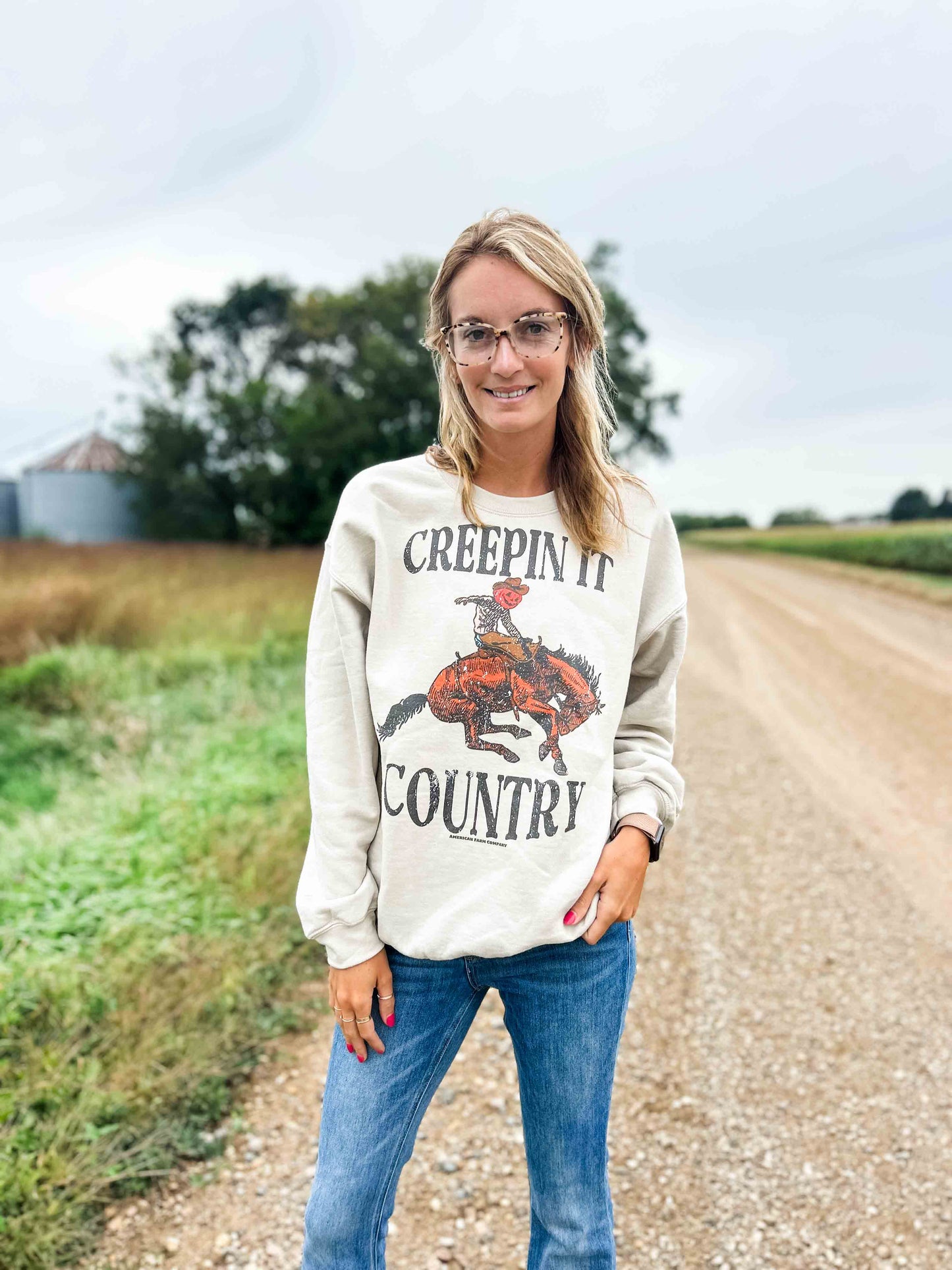 Creepin’ It Country Tan Crewneck - American Farm Company