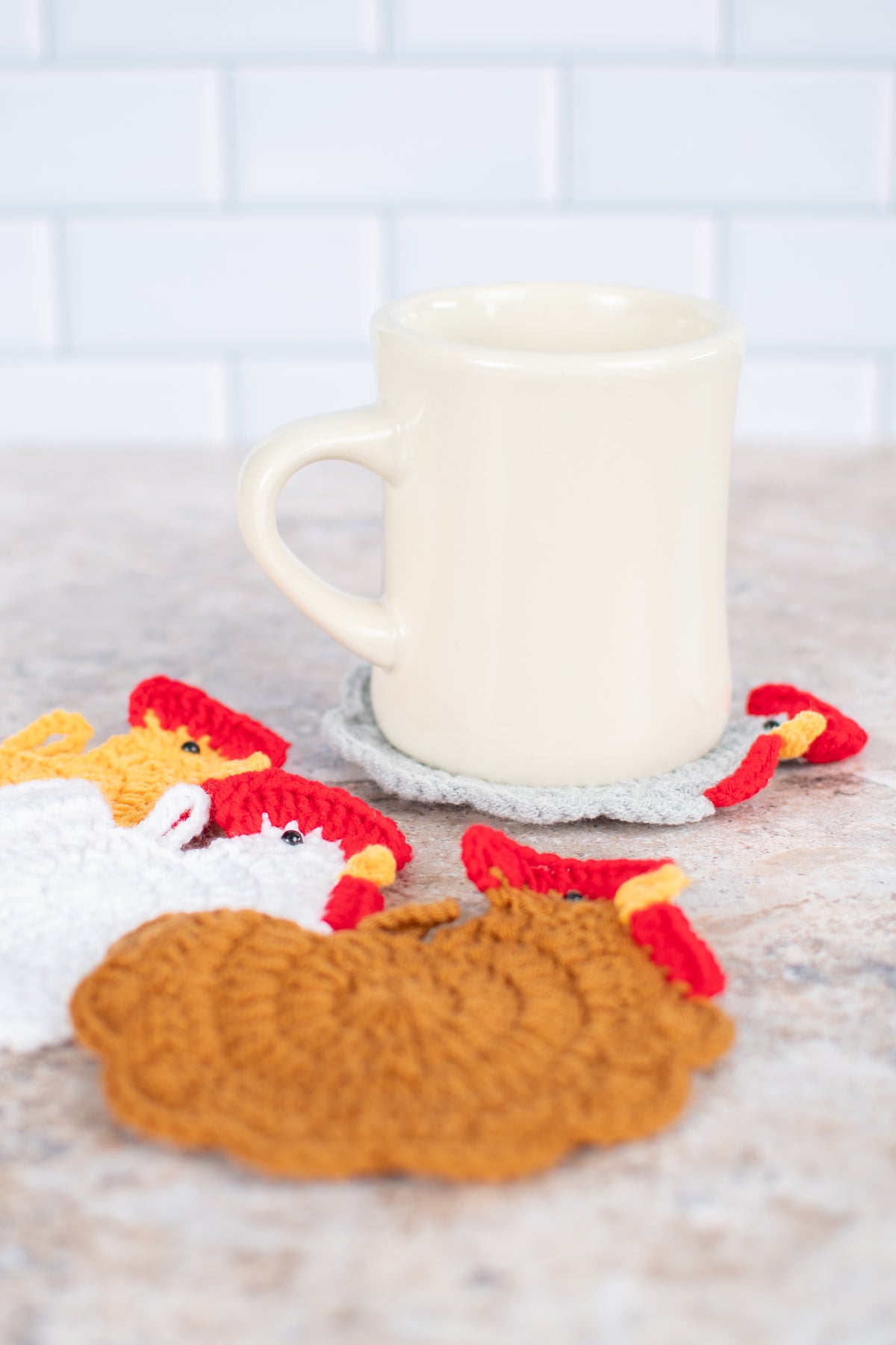 Crochet Chicken Coasters - Set of 4