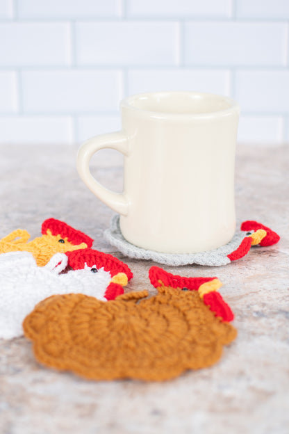 Crochet Chicken Coasters - Set of 4