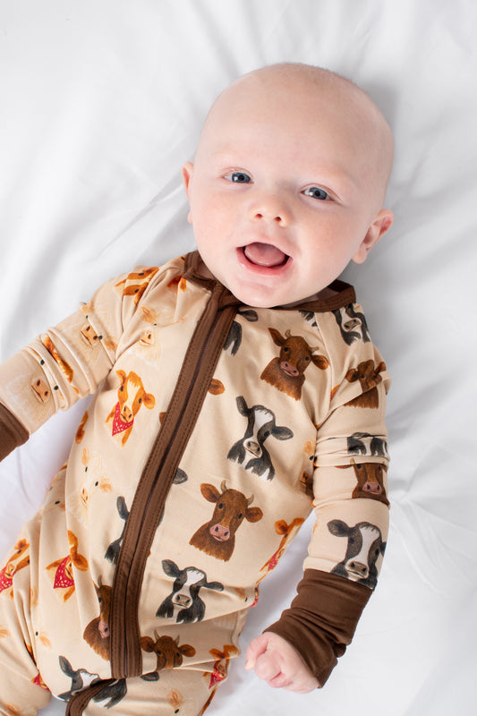 Cute Cows Baby Bamboo Zippy