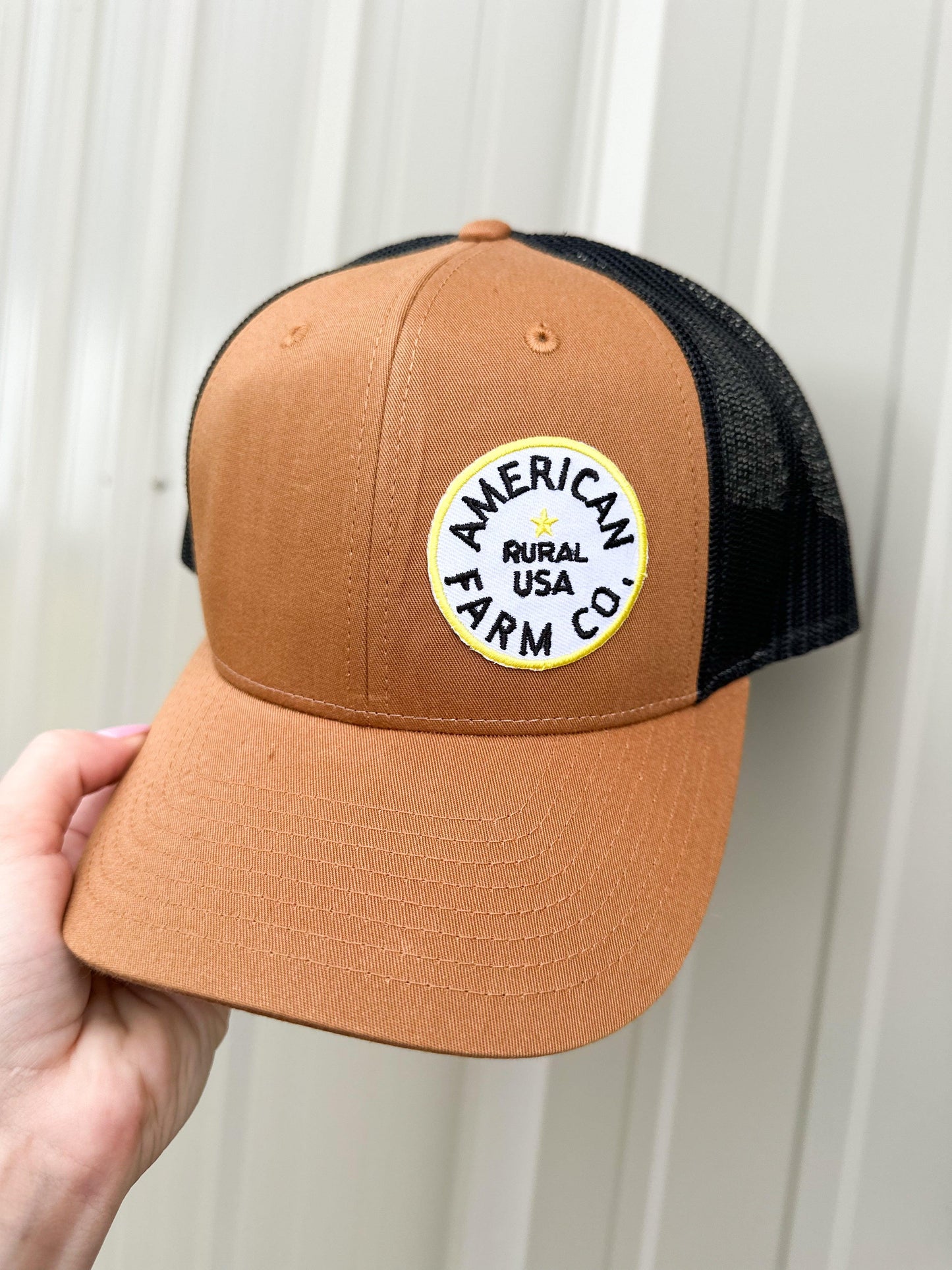 American Farm Co Rural Patch Brown Trucker Cap - American Farm Company