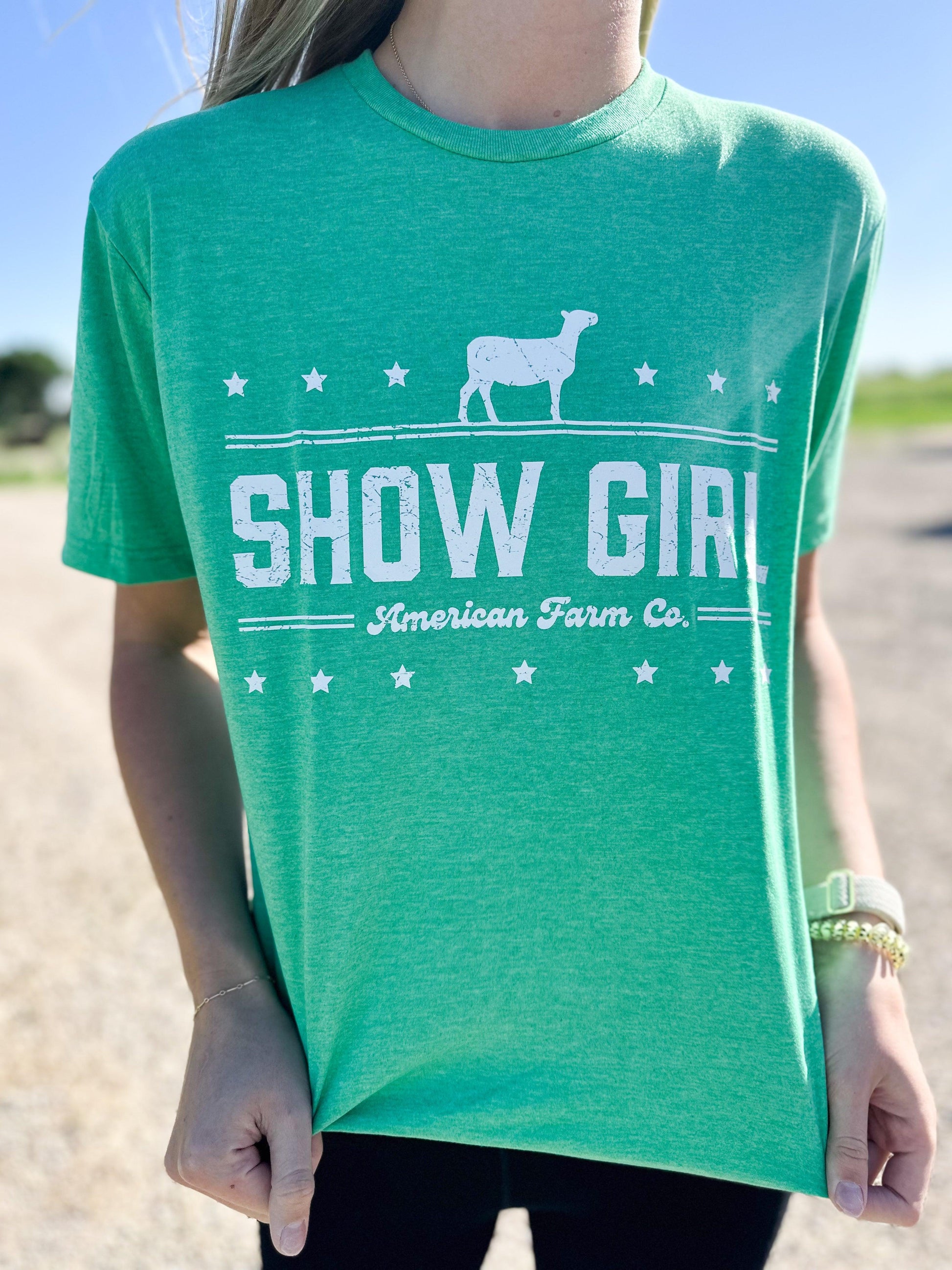 ‘Show Girl’ Heather Green Sheep Tee - American Farm Company