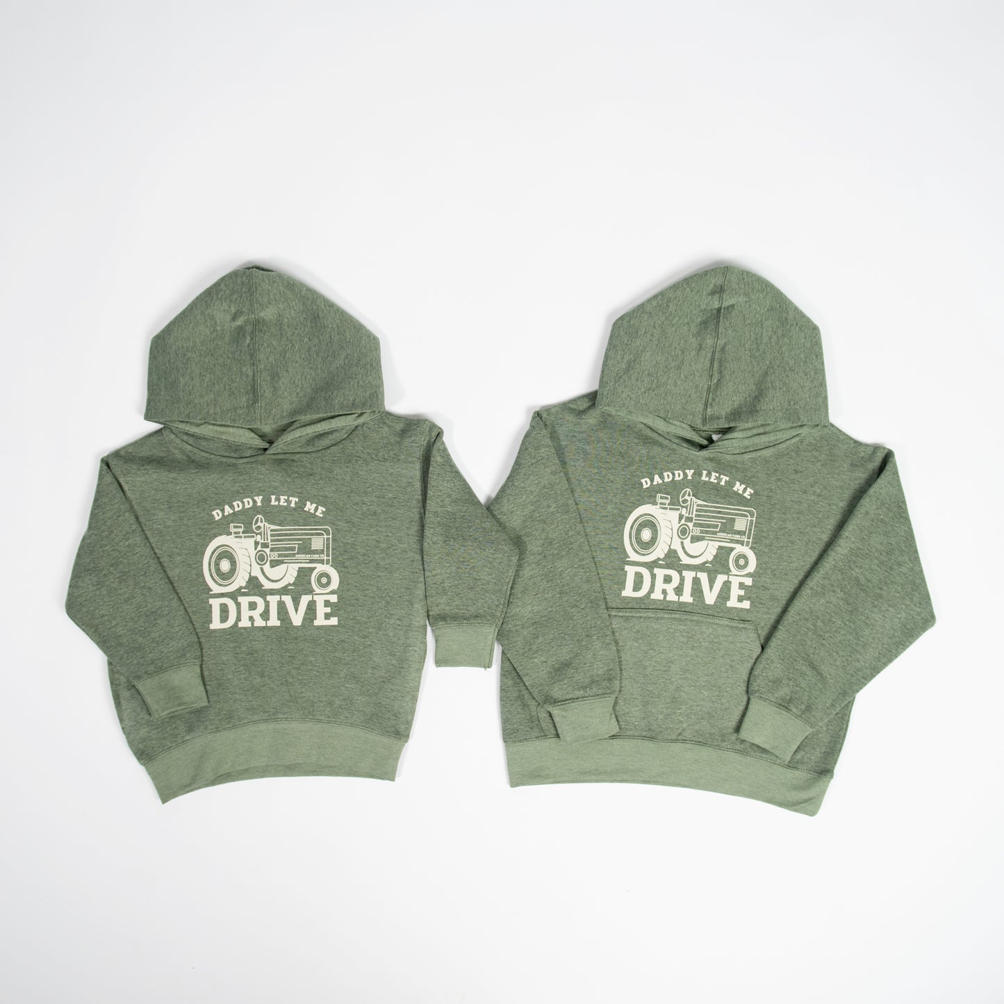 ‘Daddy Let Me Drive’ Heather Green Toddler/Youth Hoodie