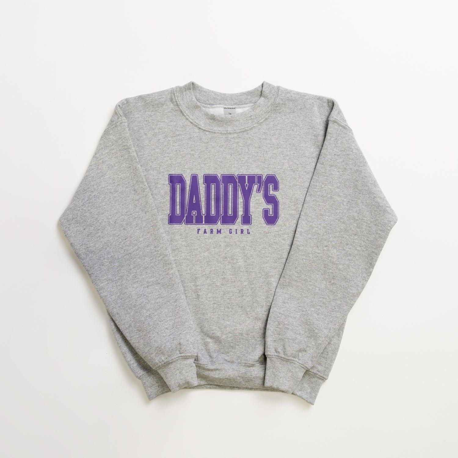 Daddy's Farm Girl Grey Toddler/Youth Crewnecks - American Farm Company