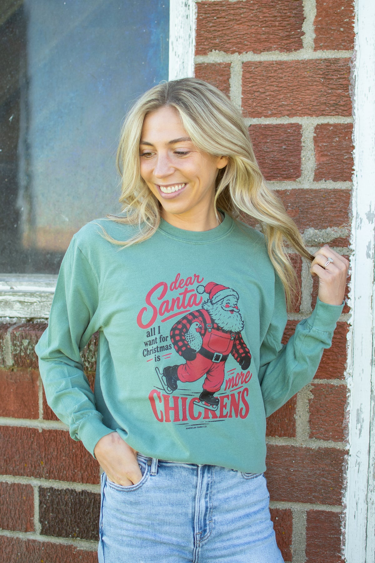 'Dear Santa, ... more Chickens' Adult Long Sleeve