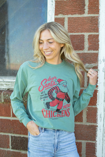 'Dear Santa, ... more Chickens' Adult Long Sleeve