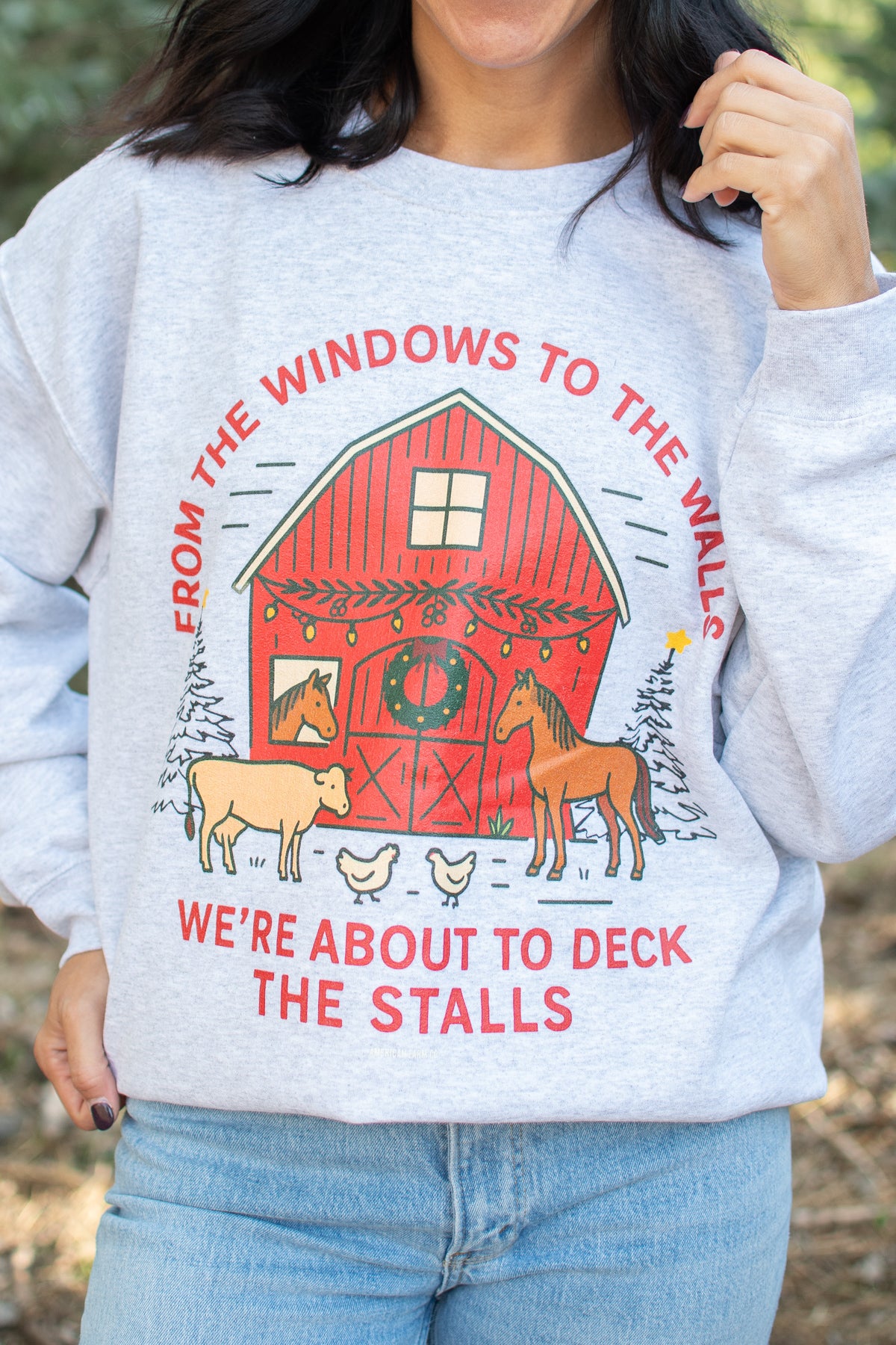 'Deck the Stalls' Grey Crewneck