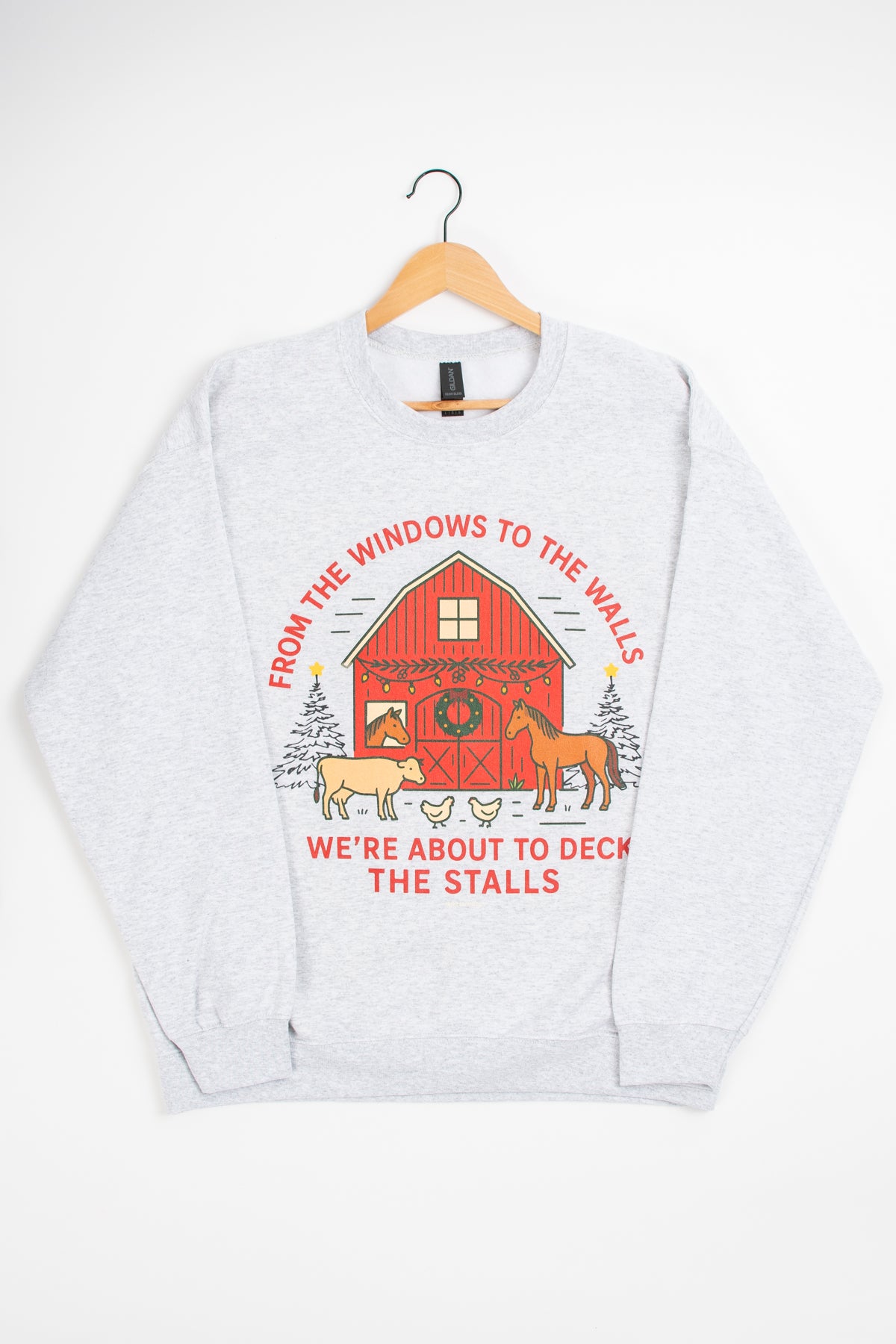 'Deck the Stalls' Grey Crewneck