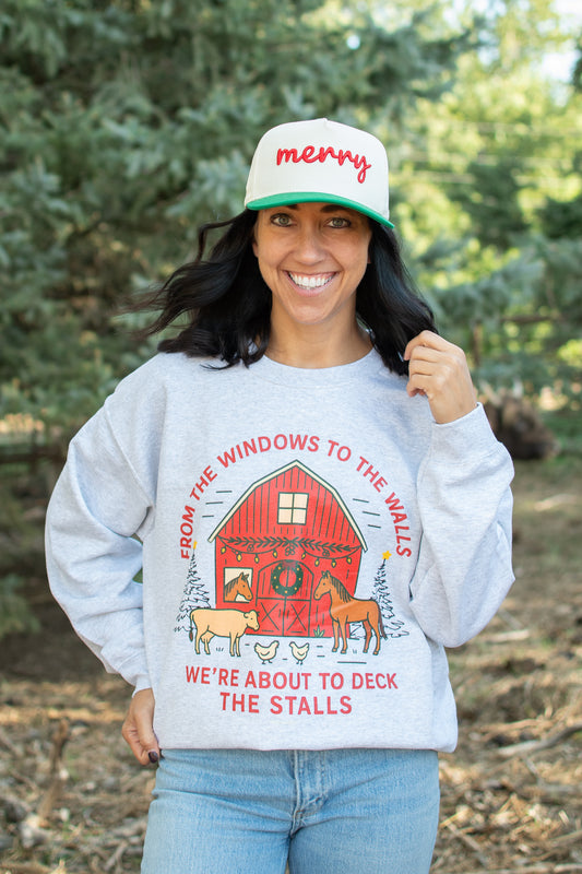 'Deck the Stalls' Grey Crewneck