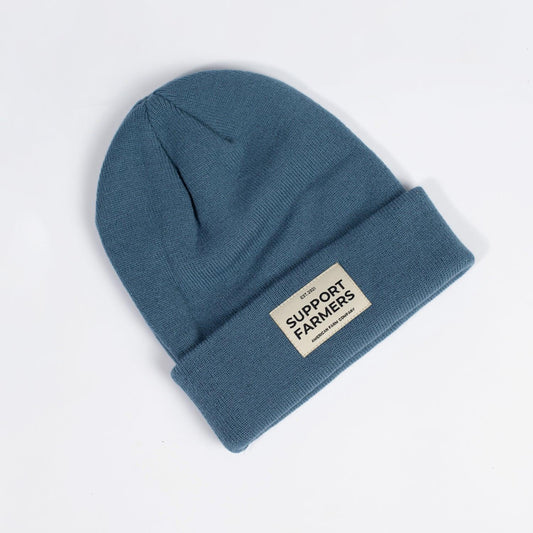 Denim Blue ‘Support Farmers’ Beanie - American Farm Company