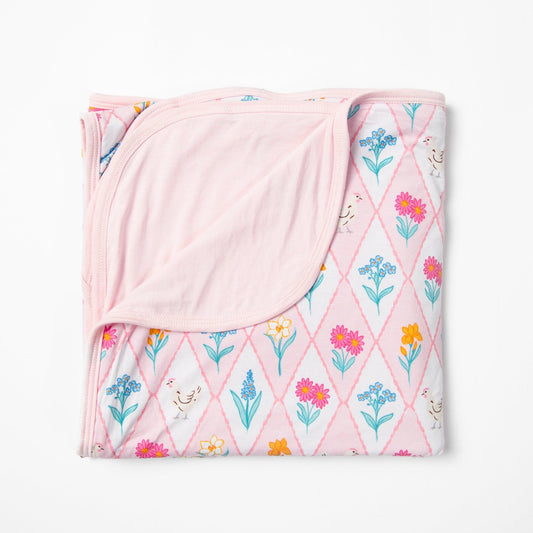 Diamond Floral Chicken Kids Bamboo Blanket