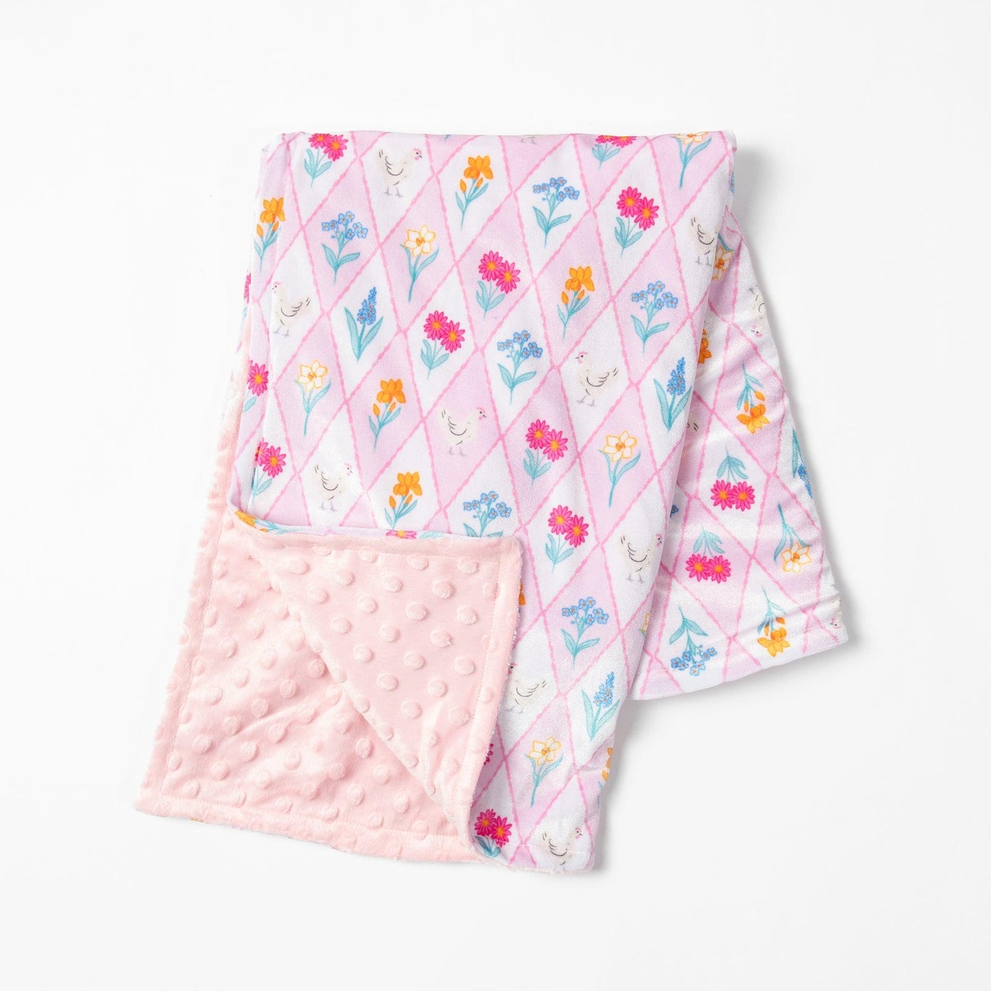 Diamond Floral Chicken Minky Baby Blanket