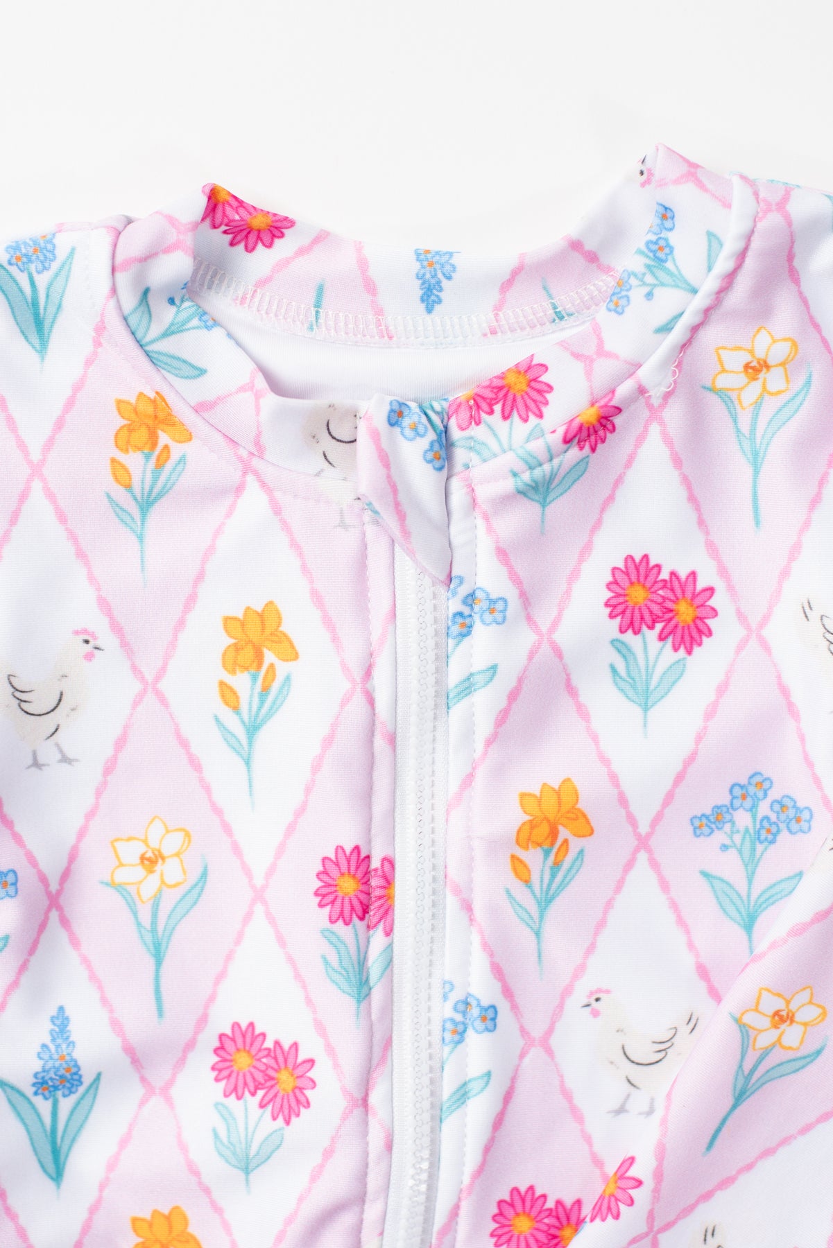 Diamond Floral Chicken Baby Longsleeve Swimsuit