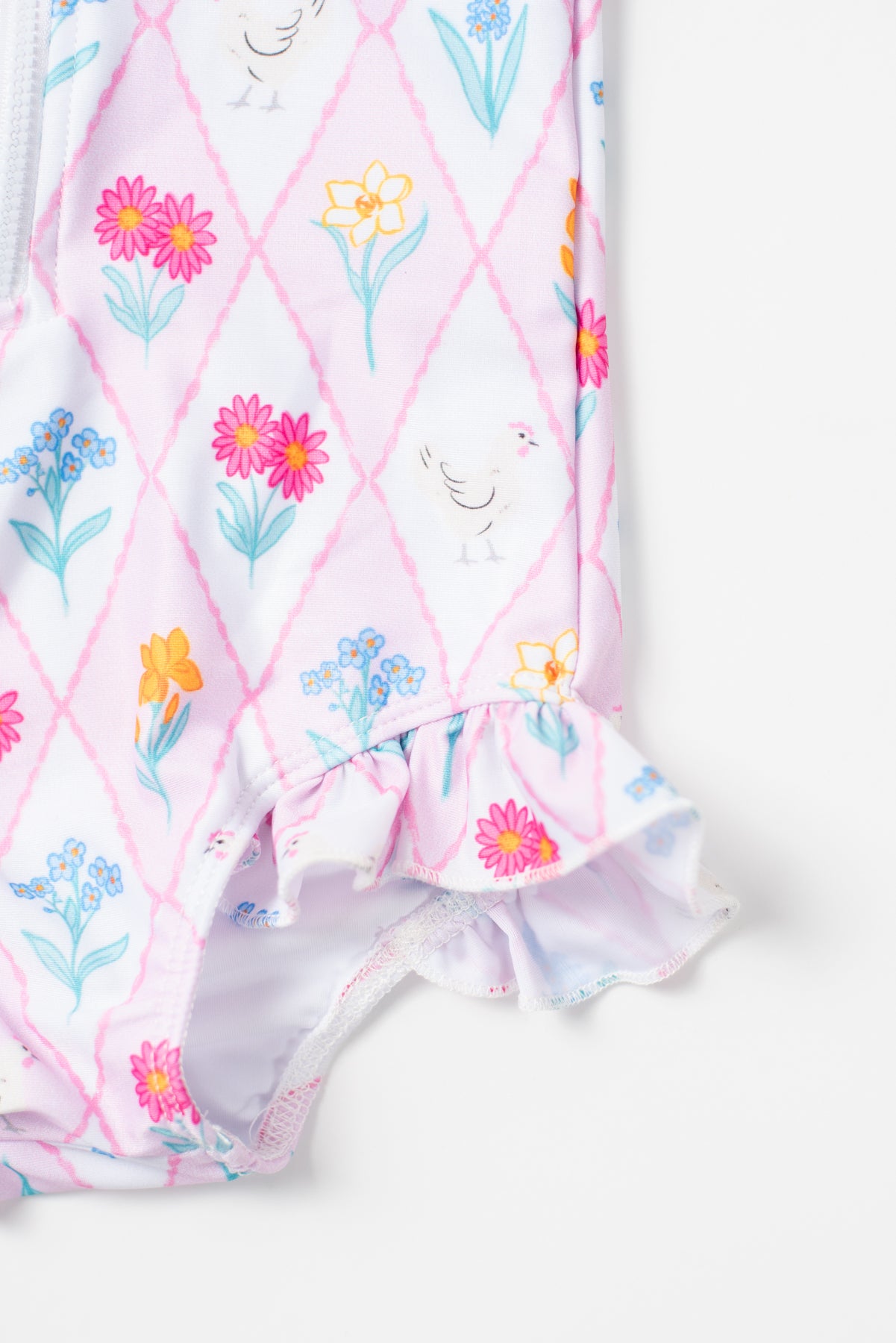 Diamond Floral Chicken Baby Longsleeve Swimsuit