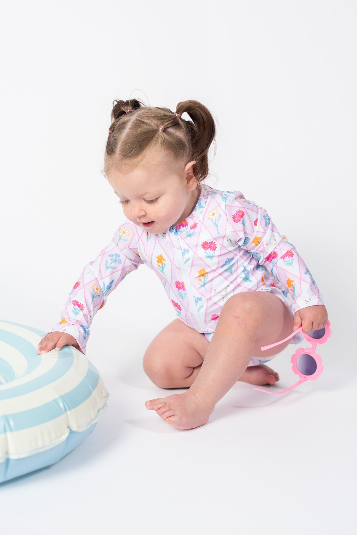 Diamond Floral Chicken Baby Longsleeve Swimsuit