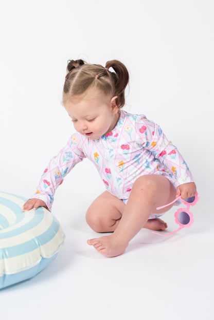 Diamond Floral Chicken Baby Longsleeve Swimsuit
