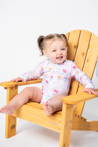 Diamond Floral Chicken Baby Longsleeve Swimsuit