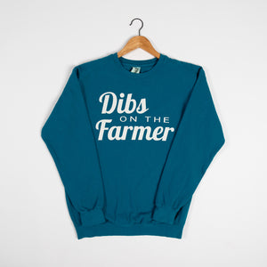 'Dibs on the Farmer' Teal Crewneck